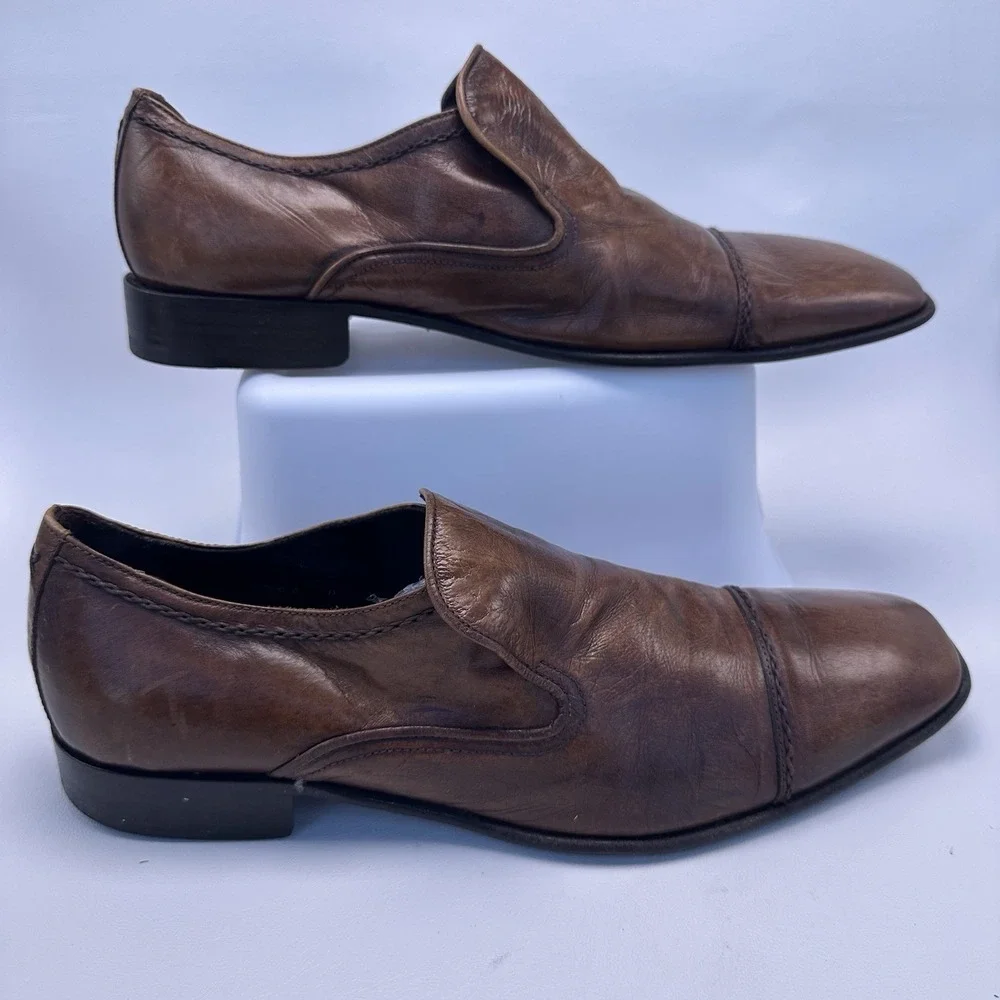 GORDON RUSH Men's Brown Soft Leather Shoes Slip On Loafers Size‎ 8